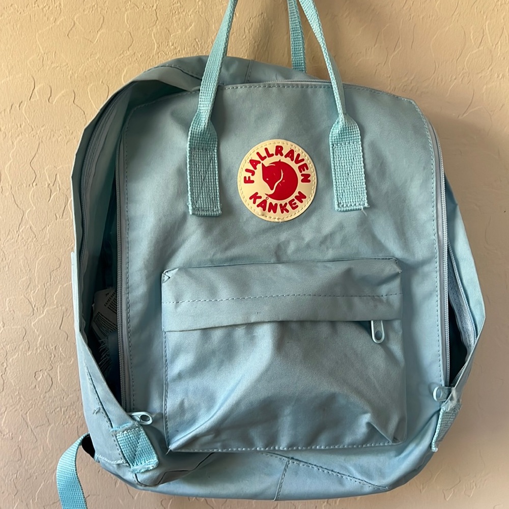 Baby blue Fjallraven Kånken backpack
